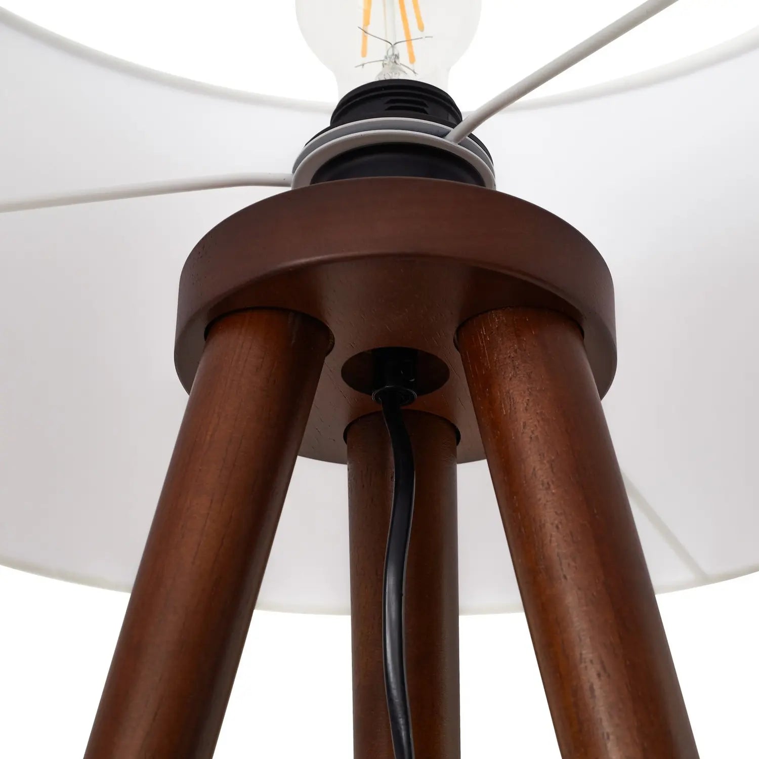 B-Ware Lindby Stehleuchte Lampe Charlia Weiß Wallnussholz Höhe 150 Cm Wohnzimmer - 4255830903090