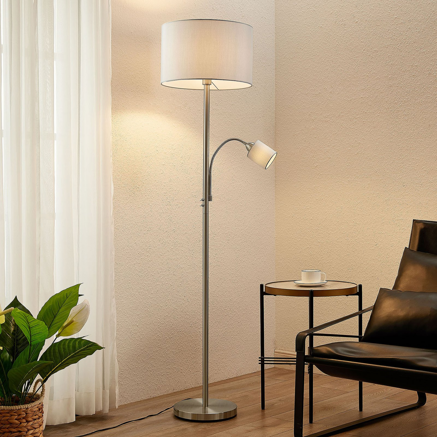 B-Ware Lindby Colima Stehleuchte Stehlampe Standleuchte Stoff Leselampe E27 2 Stück - 4251096589894