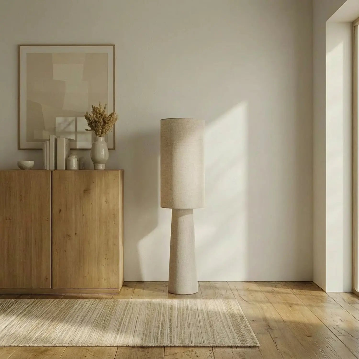 B-Ware Lindby Stehleuchte Standlampe Elfie Leuchte Leinen Beige Skandinavisches Design - 4255830906473