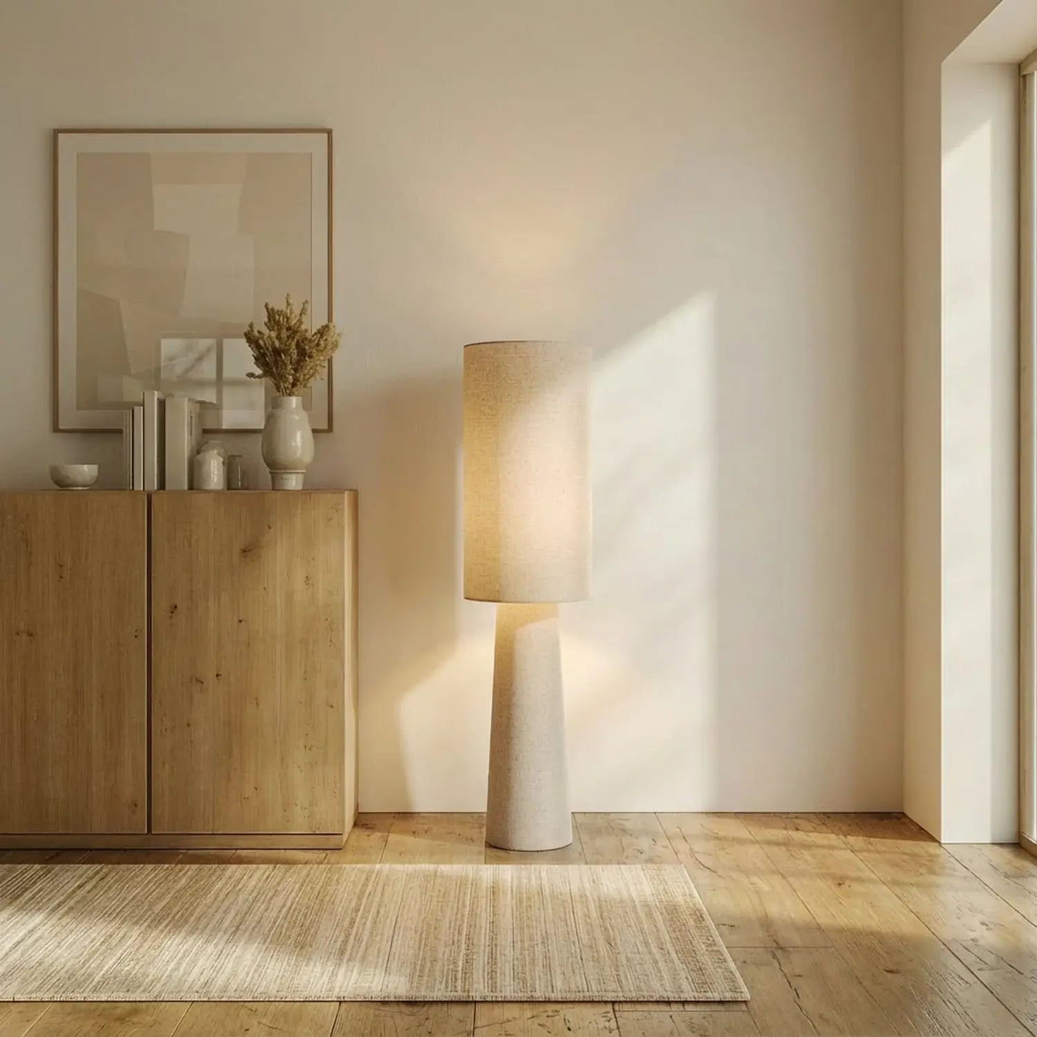 B-Ware Lindby Stehleuchte Standlampe Elfie Leuchte Leinen Beige Skandinavisches Design - 4255830906473
