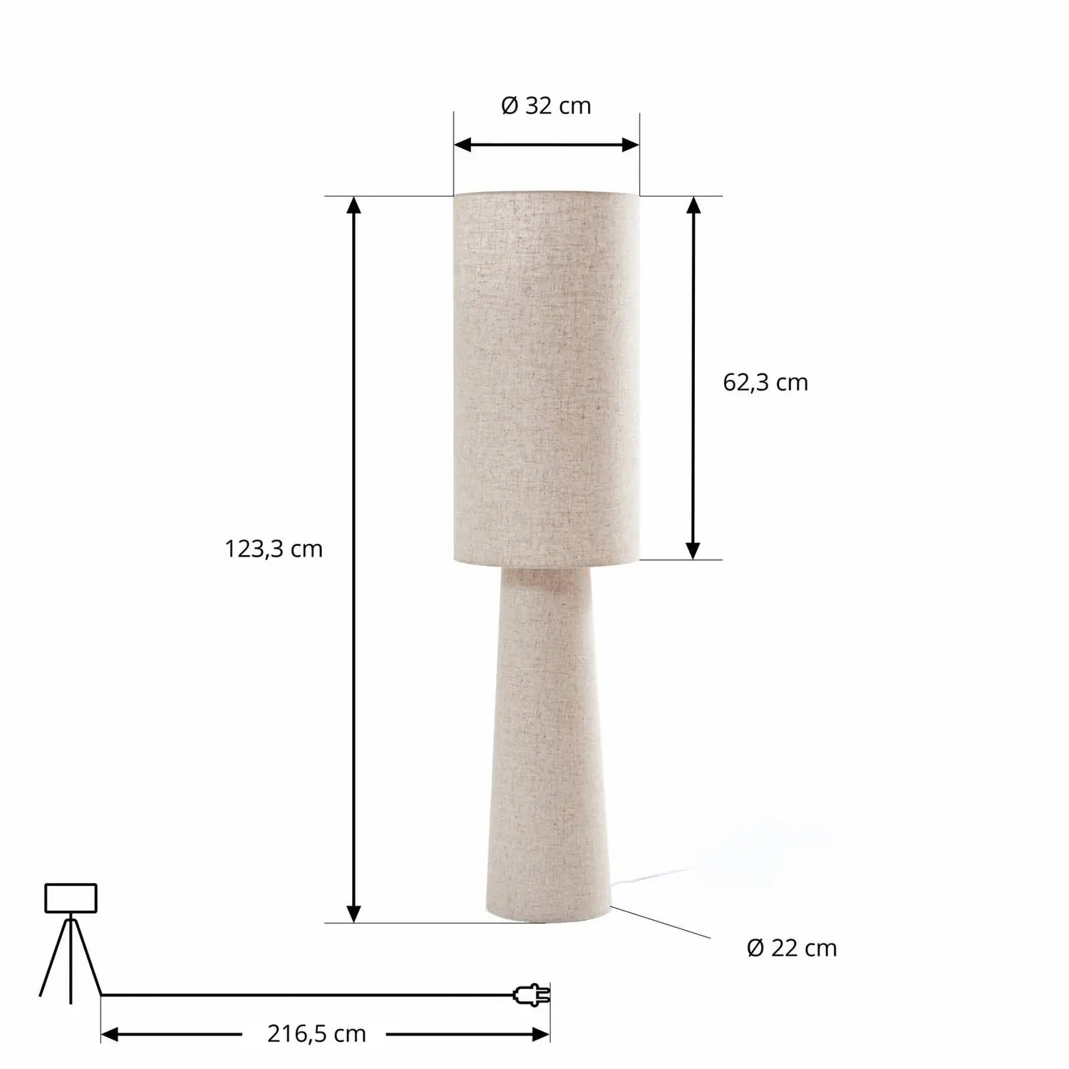 B-Ware Lindby Stehleuchte Standlampe Elfie Leuchte Leinen Beige Skandinavisches Design - 4255830906473