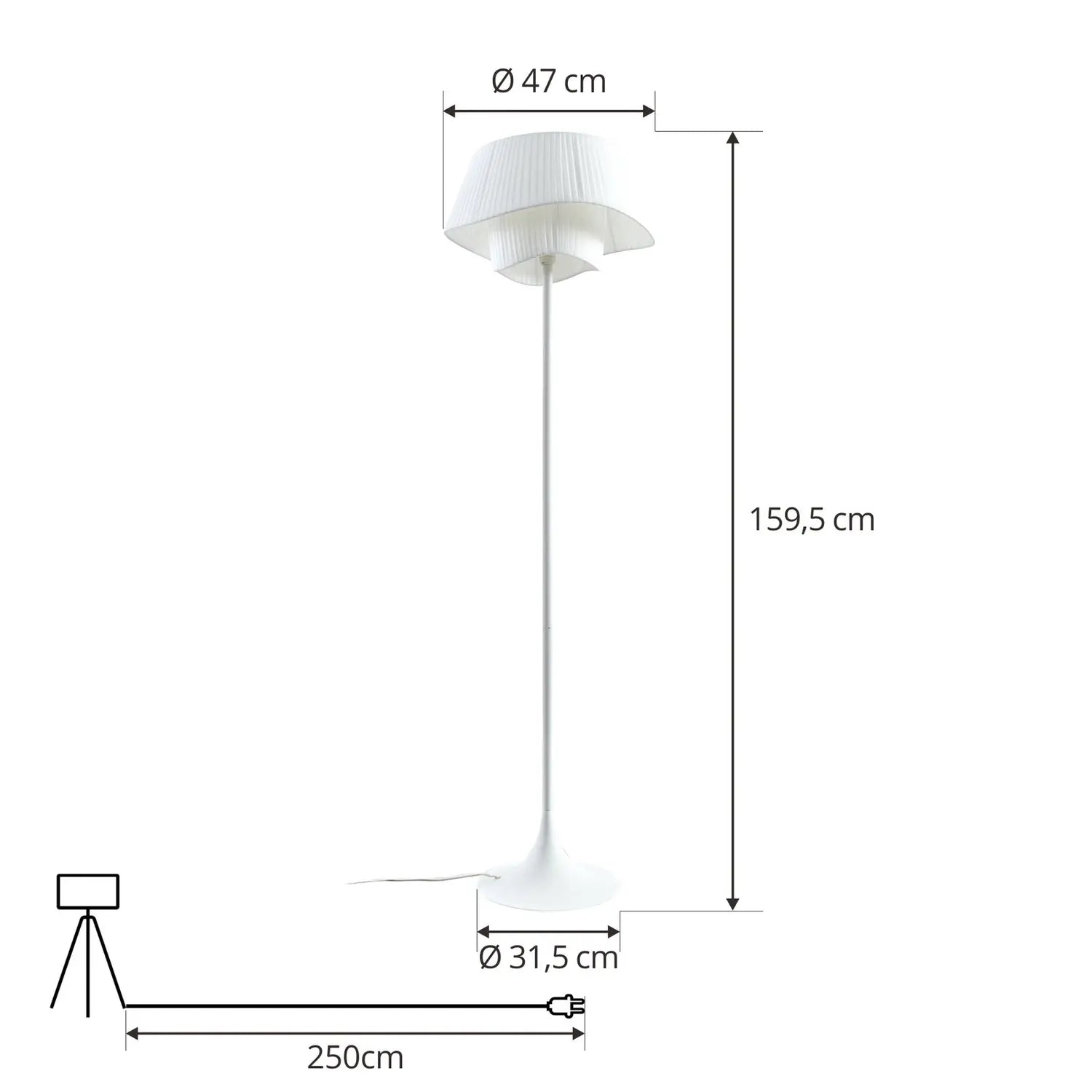 B-Ware Lindby Stehleuchte Stehlampe Eryndor Textil Weiß Wohnzimmer Fußschalter ø47cm - 4251911777796