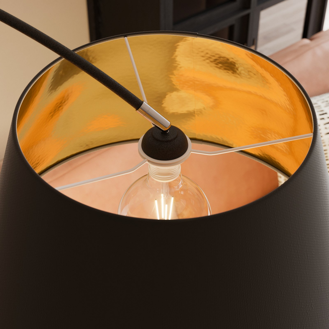 Lindby Bogenstehlampe Esti mit Stoffschirm Lampe Leuchte SIEHE TEXT/FOTO
