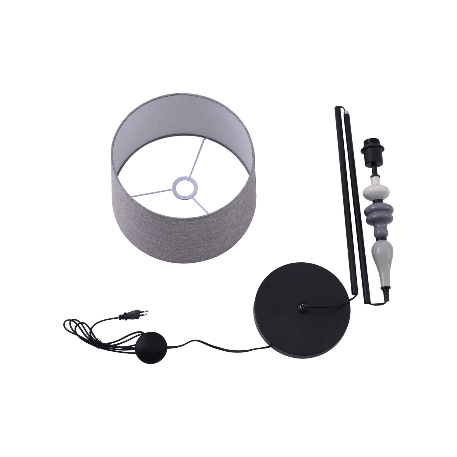 B-Ware Lindby Stehlampe Bodenleuchte Haldorin Grau Schwarz Textil Metall Wohnzimmer - 4251911778649