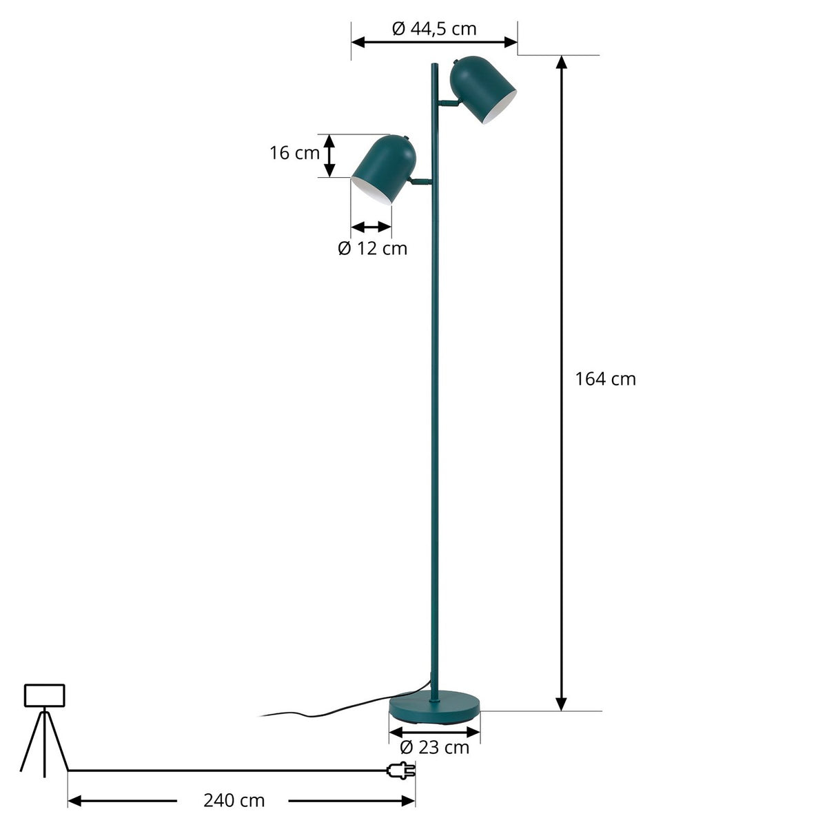 Lindby Stehleuchte Lampe Isara grün 165 cm 2flg Metall E27 - 4255830903076