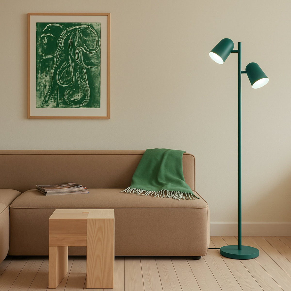Lindby Stehleuchte Lampe Isara grün 165 cm 2flg Metall E27 - 4255830903076