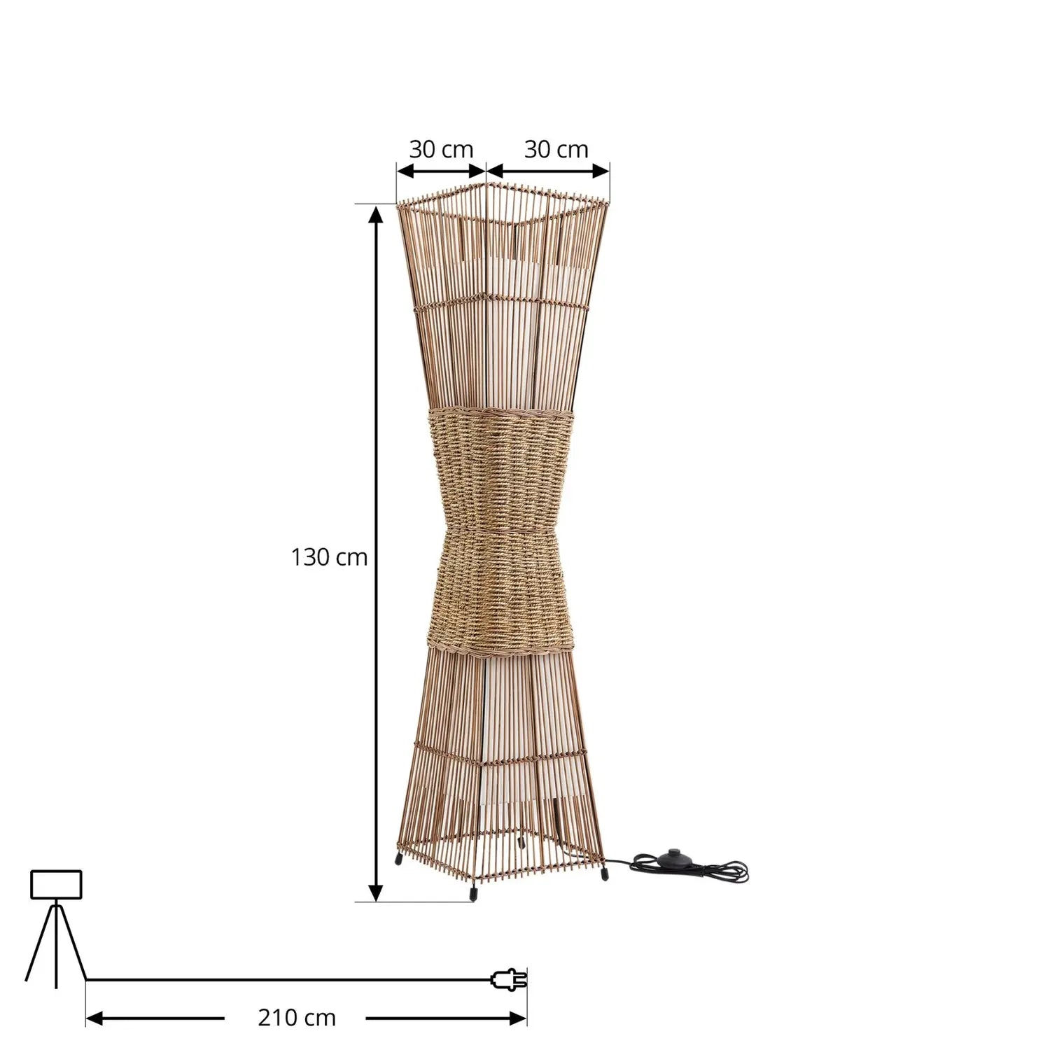 B-Ware Lindby Stehleuchte Standlampe Jacinto Bambus Hanf Höhe 130 Cm Naturfarbe - 4251911792928