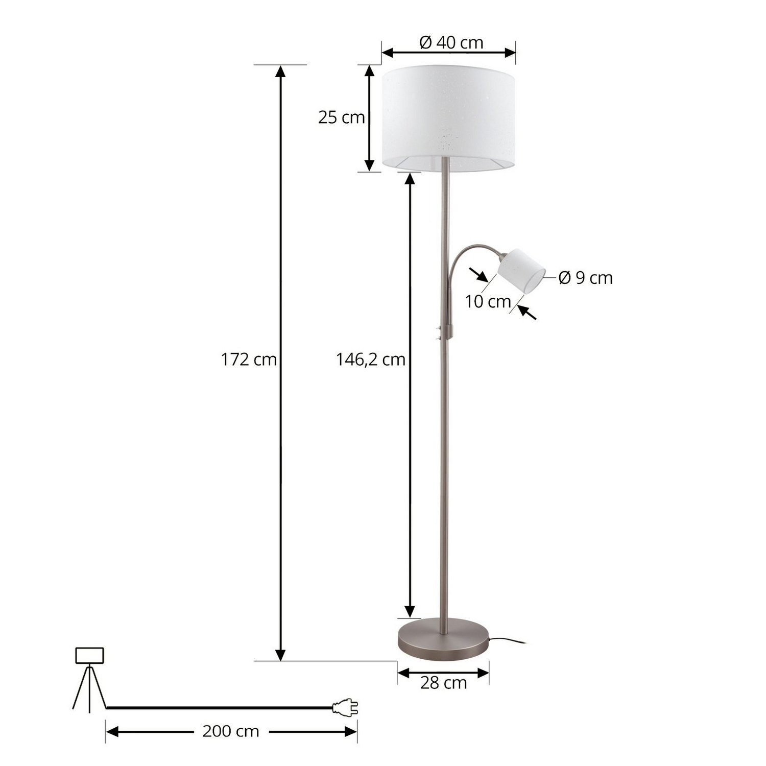 B-Ware Lindby Stehleuchte Standlampe Leselampe Weiß Textil 170cm Leselicht Lampe S764 - 4251911798470