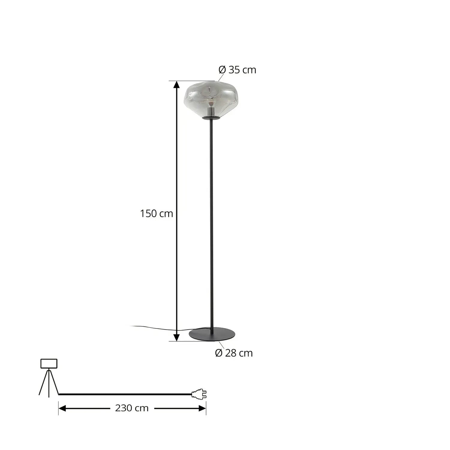 B-Ware Lindby Stehleuchte Lampe Lelia Rauchgrau Glas Metall 150 Cm Wohnzimmer809 - 4251911798708