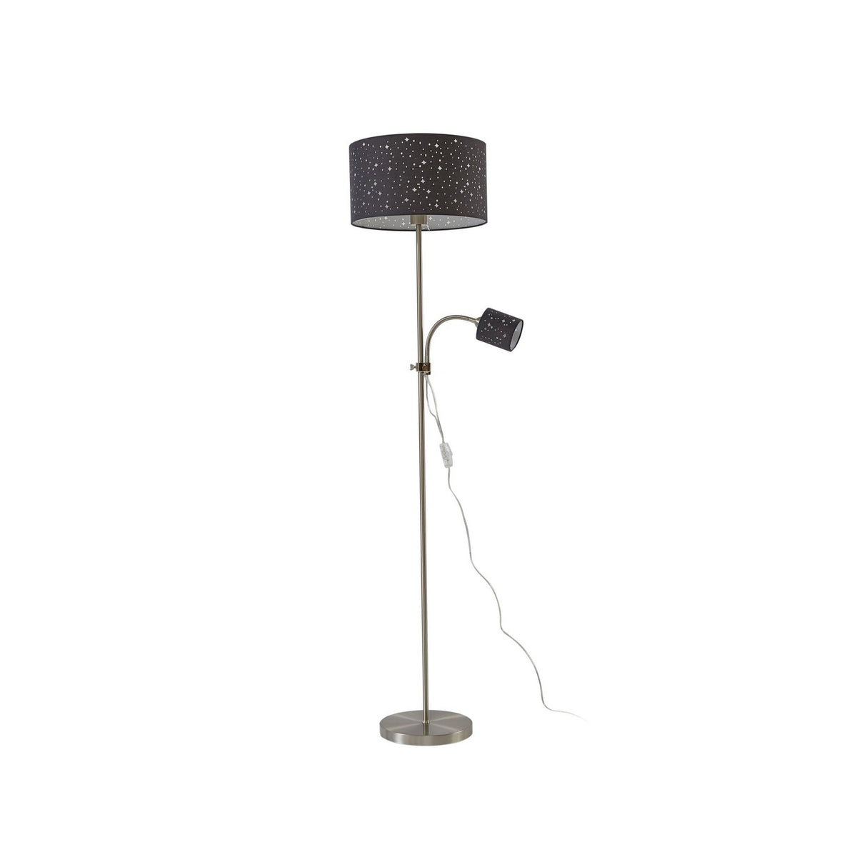 Lindby Stehleuchte Lampe Melanie grau Stoff Ø 36 cm 2 flg Wohnzimmer Beleuchtung - 4251911797848