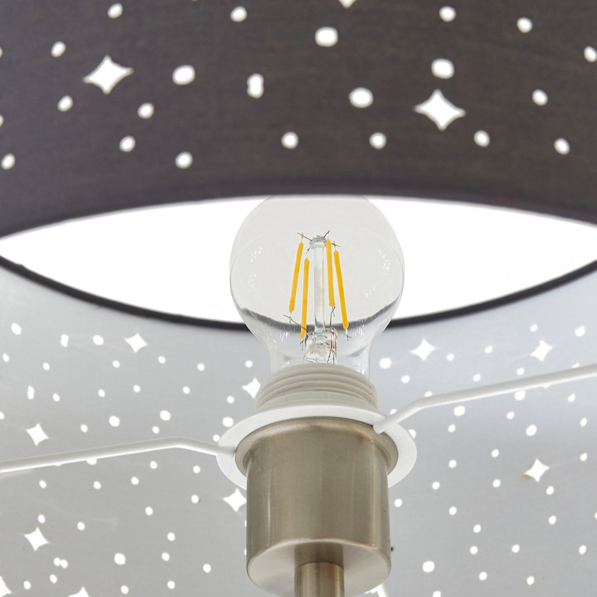 Lindby Stehleuchte Lampe Melanie grau Stoff Ø 36 cm 2 flg Wohnzimmer Beleuchtung - 4251911797848