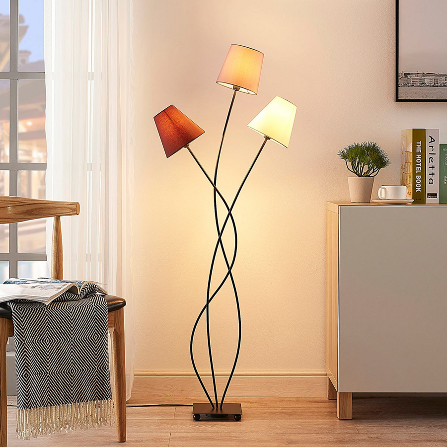 Lindby Stehleuchte Melis Standleuchte Stehlampe Leselampe Dreiflammig E14 Stoff B-Ware - 4251096545739