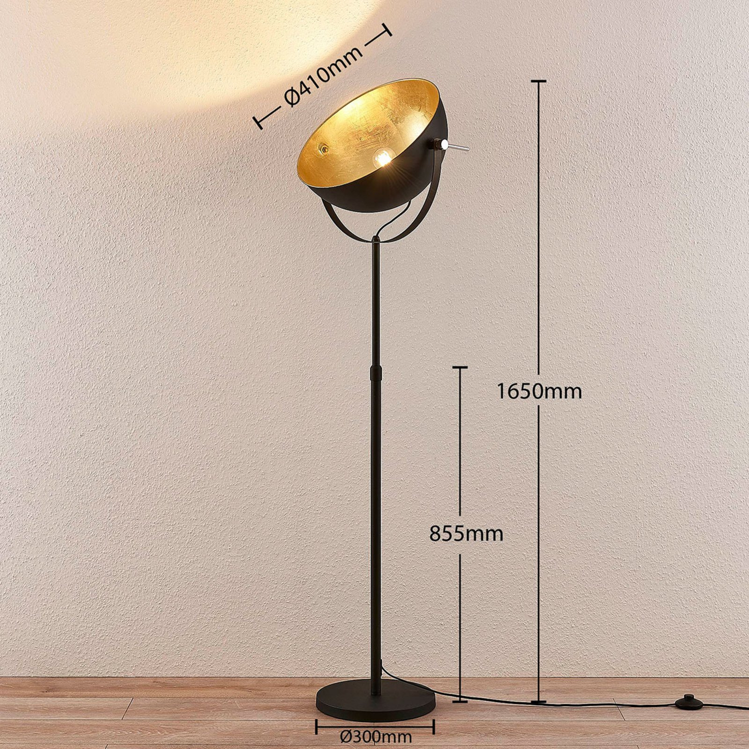 B-Ware Lindby Stehleuchte Muriel Stehlampe Standleuchte Lampe Leuchte E27 Schwarz Gold - 4251096551907