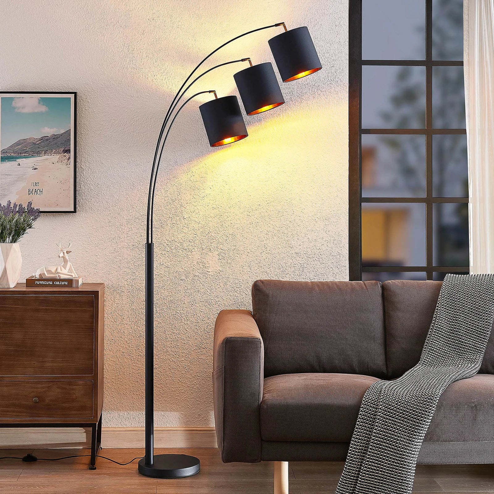 Lindby Nanika Stehleuchte Standleuchte Stehlampe Stehlicht Leselampe Leuchte LED - 4251911732665