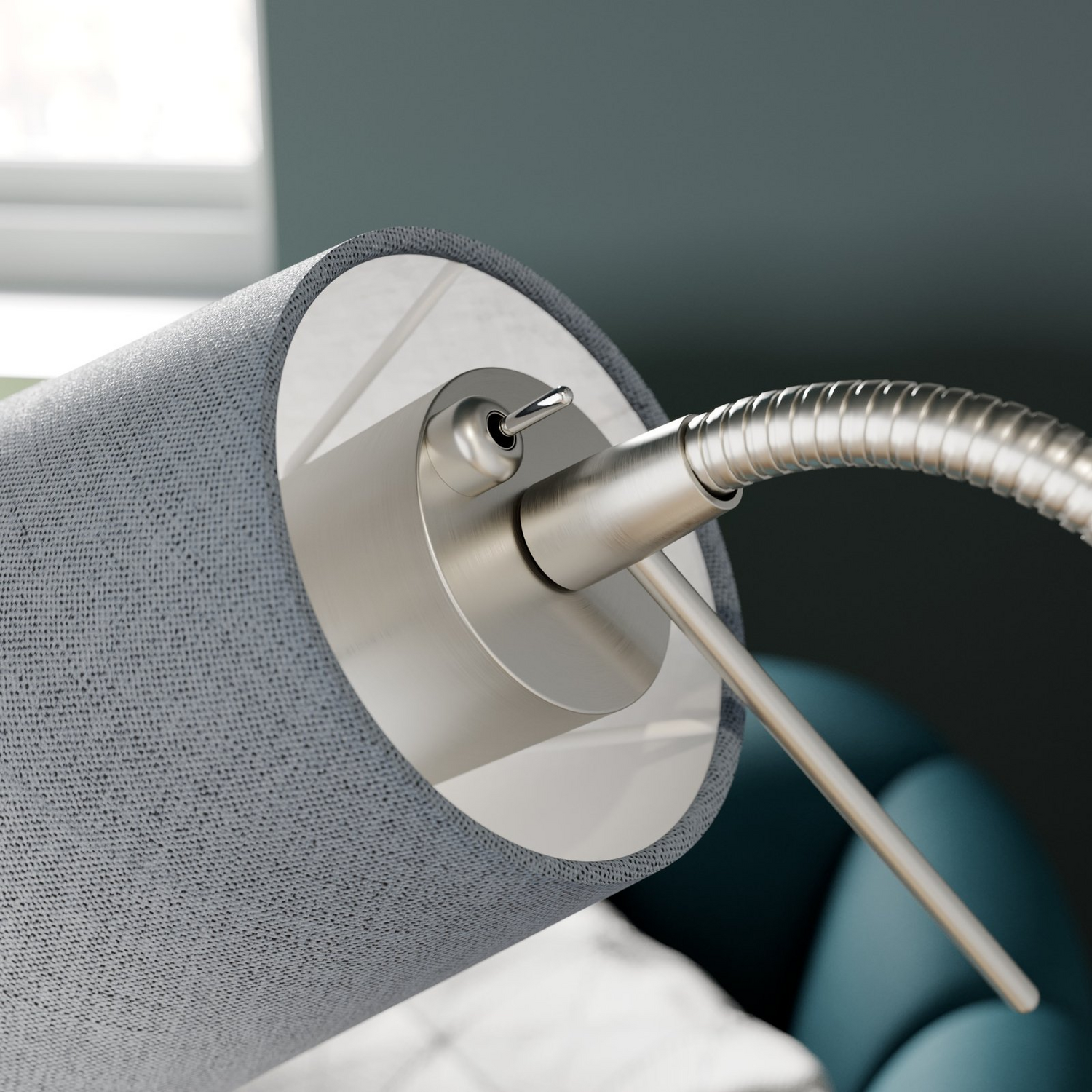 B-Ware Lindby Nantwin Stehleuchte Lichtquelle E27 Led Lampe Grau Stoffschirm 2 Stück - 4251096573435