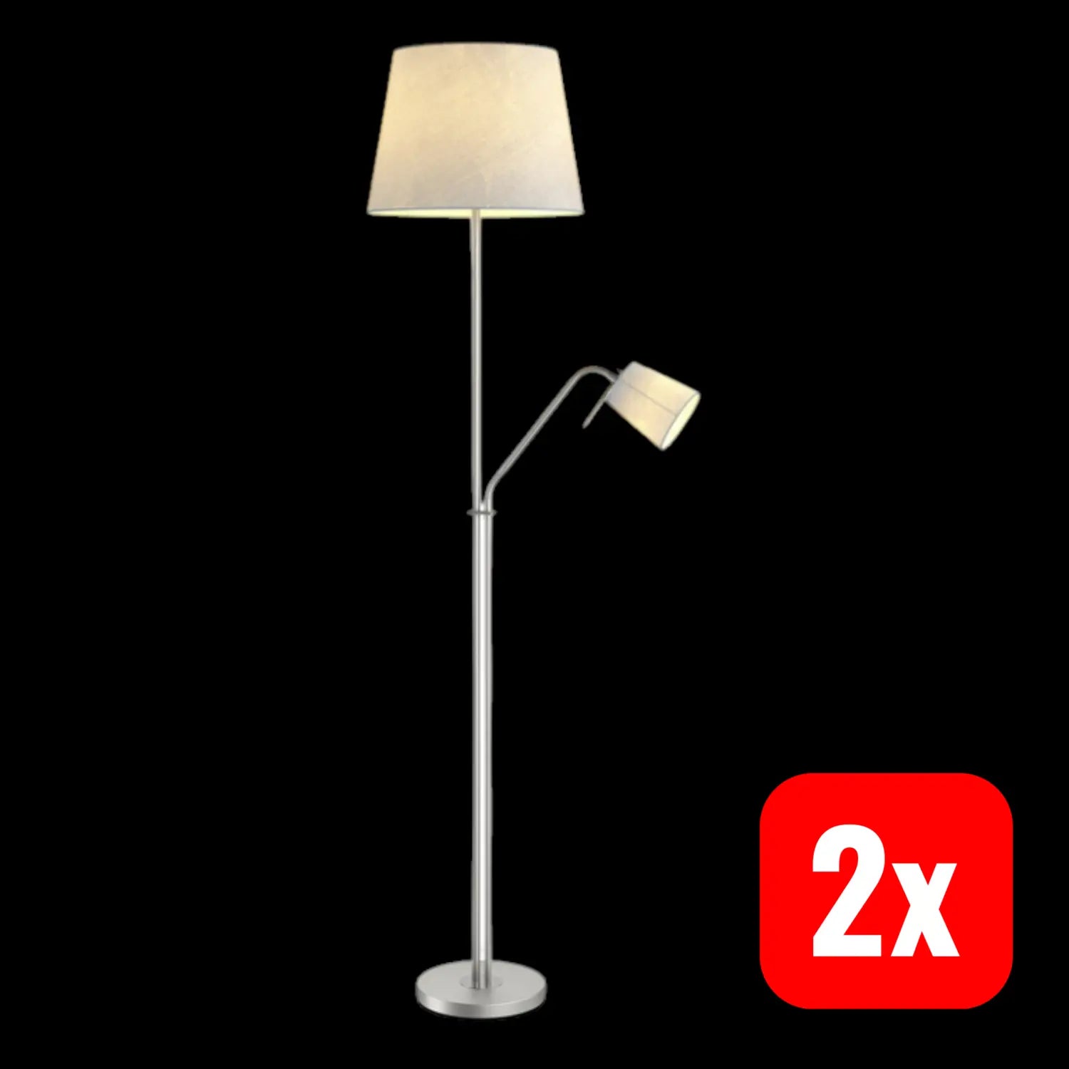B-Ware Lindby Nantwin Stehleuchte Lichtquelle E27 Led Lampe Grau Stoffschirm 2 Stück - 4251096573435