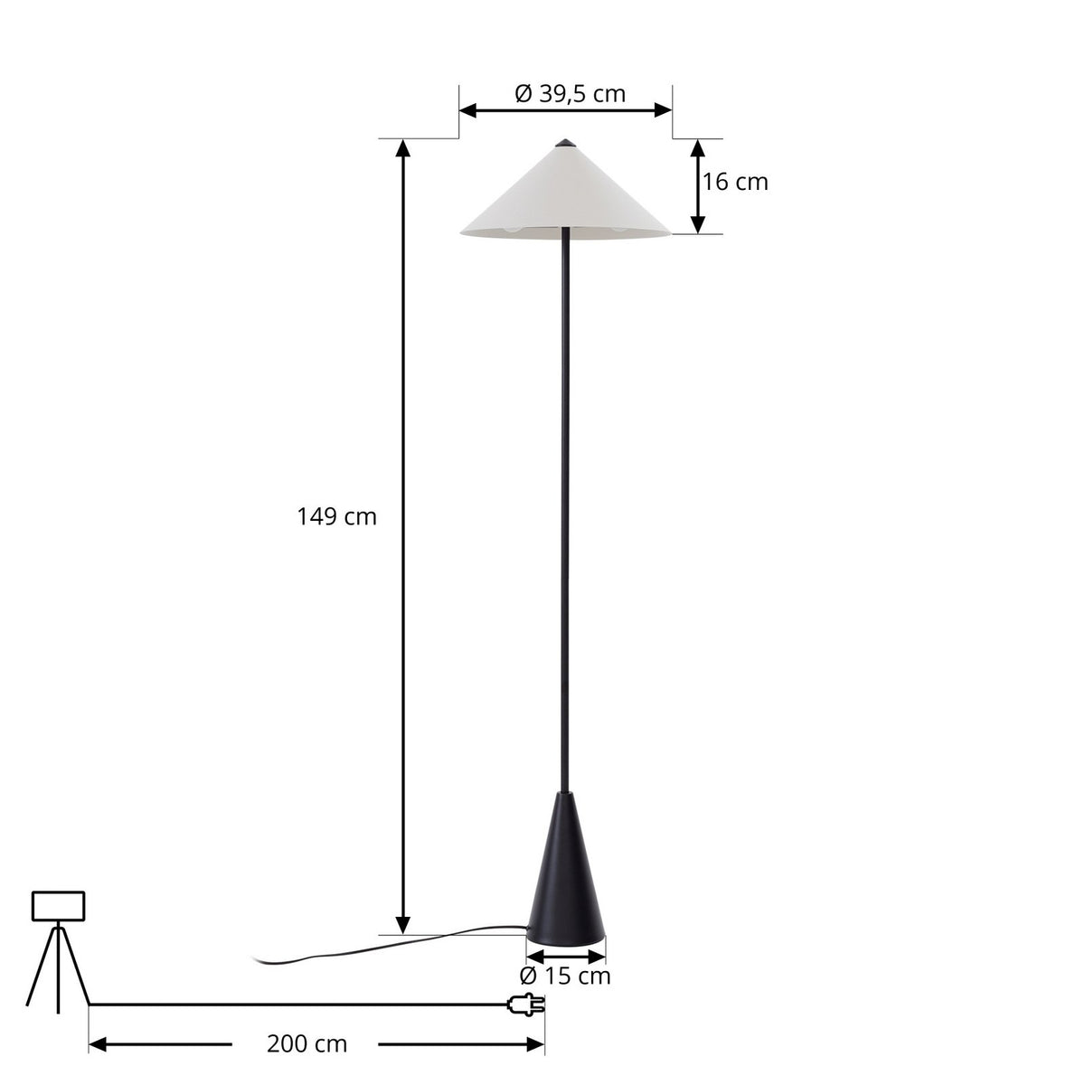 Lindby Stehleuchte Standlampe Leuchte Lampe Norvik H150cm Metall schwarz grau - 4255830903168