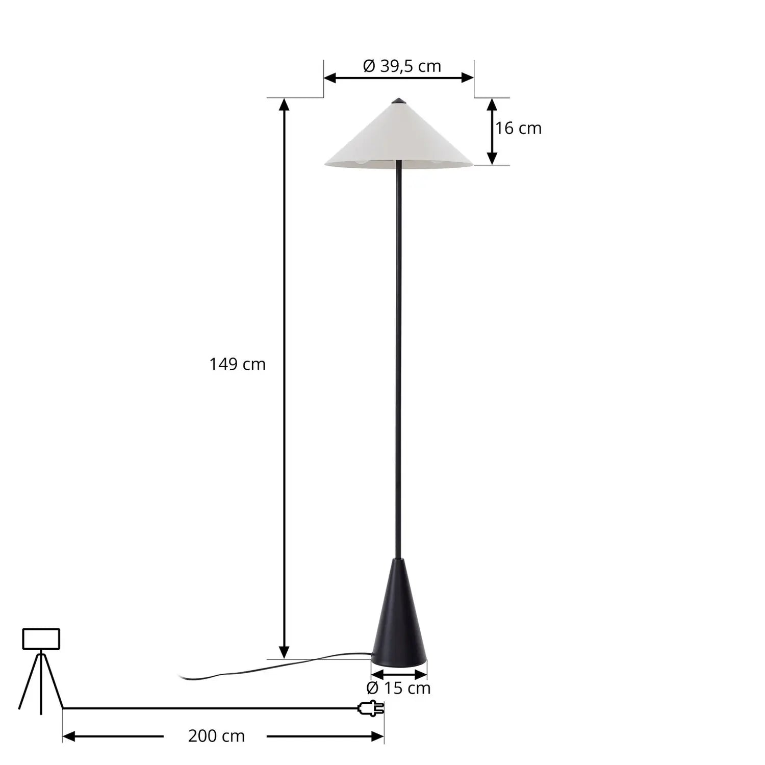 B-Ware Lindby Stehleuchte Standlampe Leuchte Lampe Norvik H150cm Metall Schwarz Grau  - 4255830903168