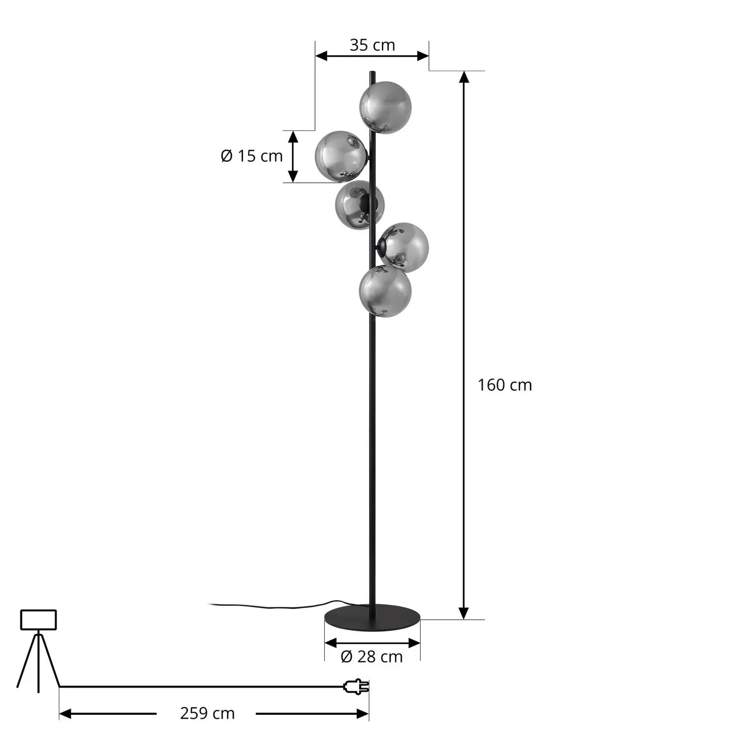 B-Ware Lindby Stehleuchte Lampe Orbelia Standleuchte Glas Schwarz 5 Flammig Led - 4255830902888
