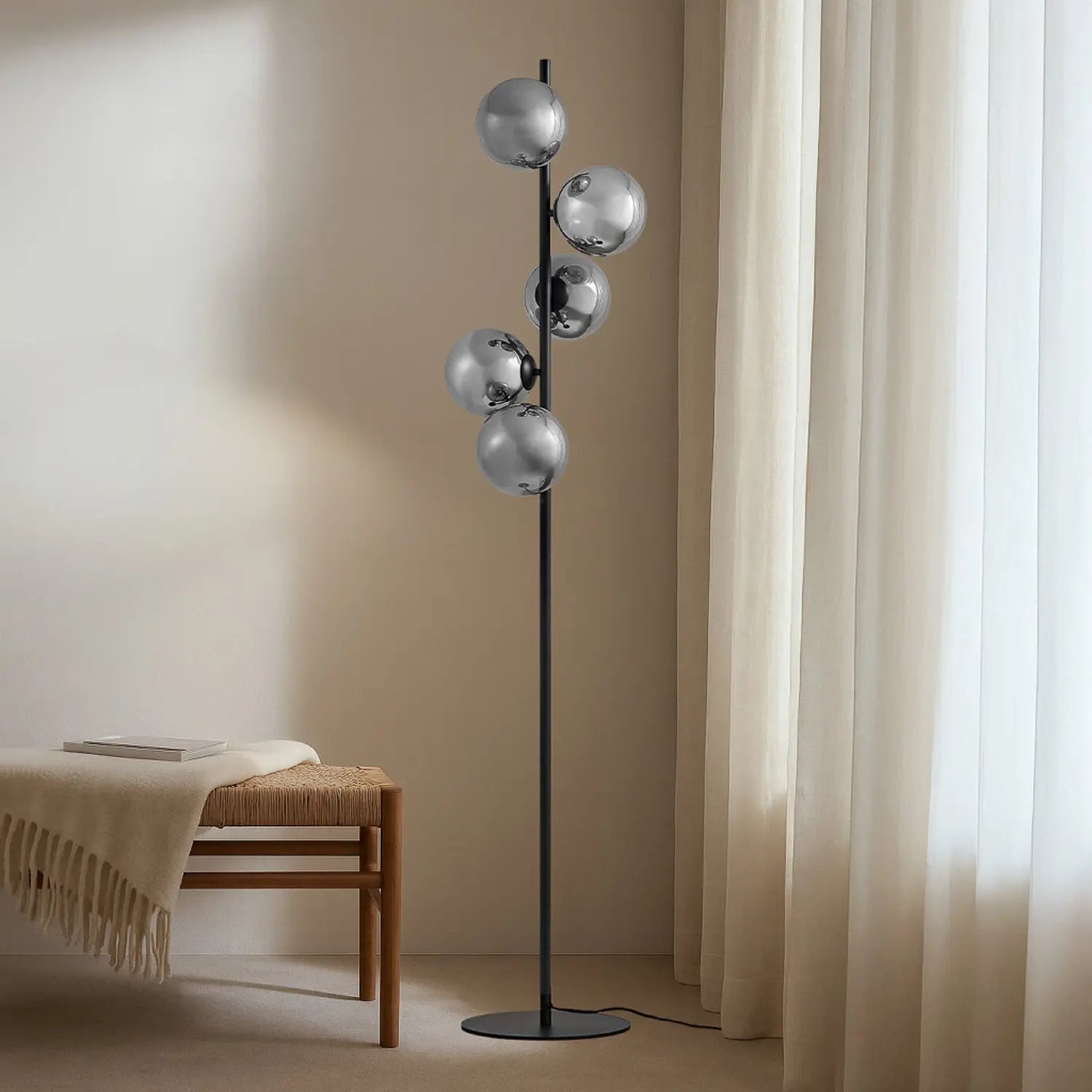 B-Ware Lindby Stehleuchte Lampe Orbelia Standleuchte Glas Schwarz 5 Flammig Led - 4255830902888