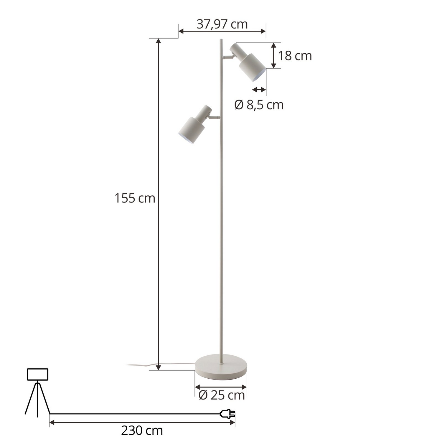 B-Ware Lindby Stehleuchte Ovelia Beige Eisen Stehlampe Lampe Leuchte Spot Leselampe E27