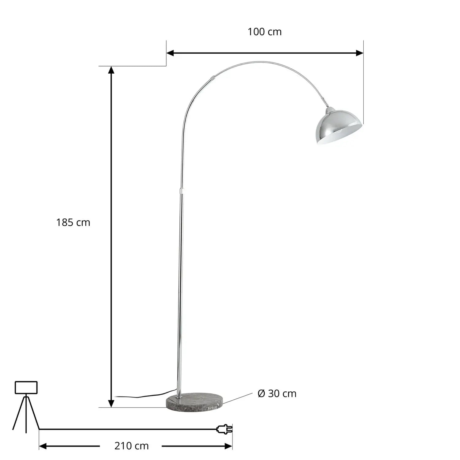 B-Ware Lindby Stehleuchte Standlampe Tonka Chrom Metall Marmor E27 H185cm - 4255830910753