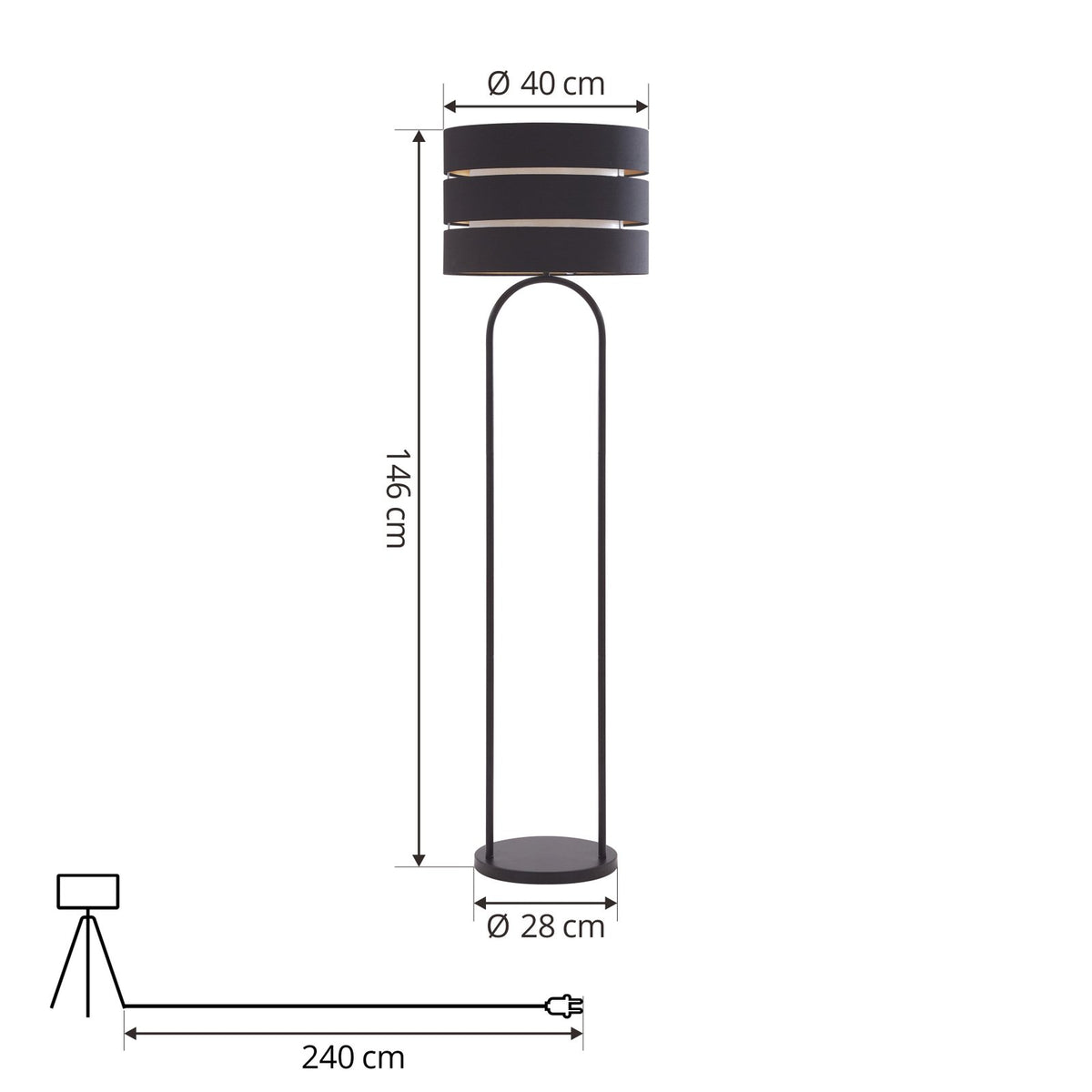 Lindby Tsomo Stehleuchte Stehlampe Standleuchte Leuchte Lampe Licht Stoff Ø40 cm - 4251911765472
