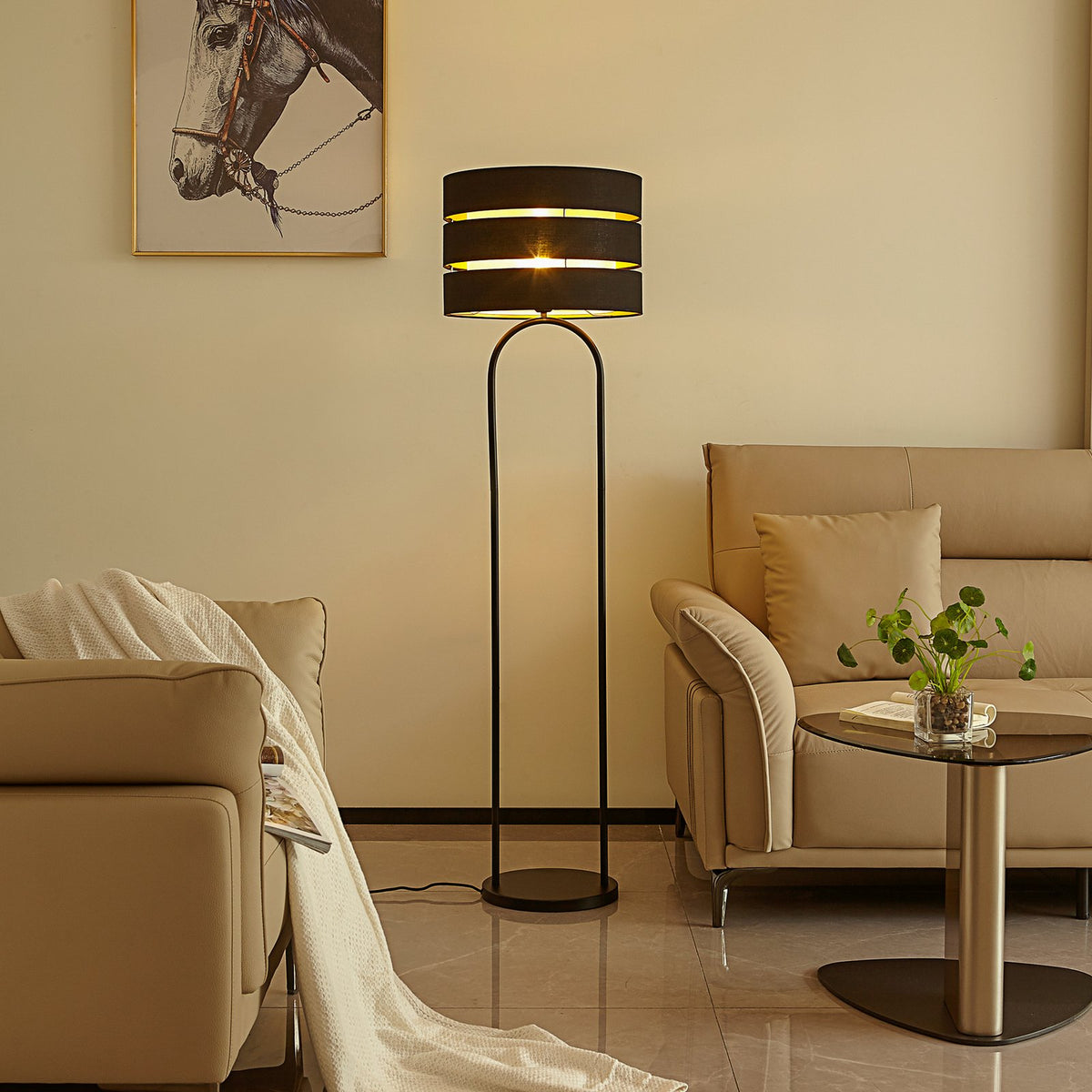 Lindby Tsomo Stehleuchte Stehlampe Standleuchte Leuchte Lampe Licht Stoff Ø40 cm - 4251911765472