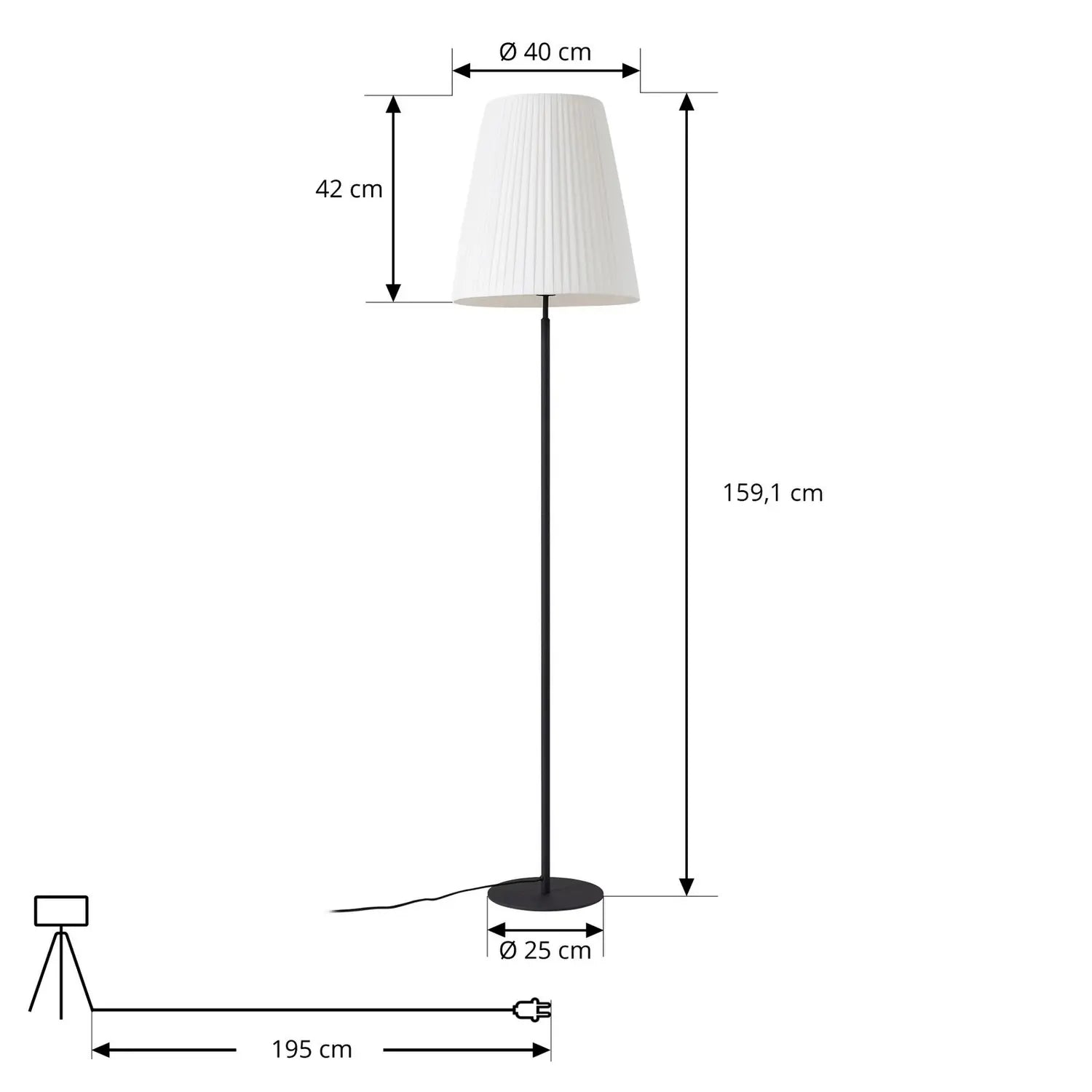 B-Ware Lindby Stehleuchte Virelle Standleuchte Stehlampe Textil H170cm Schwarz Weiß651 - 4255830903748