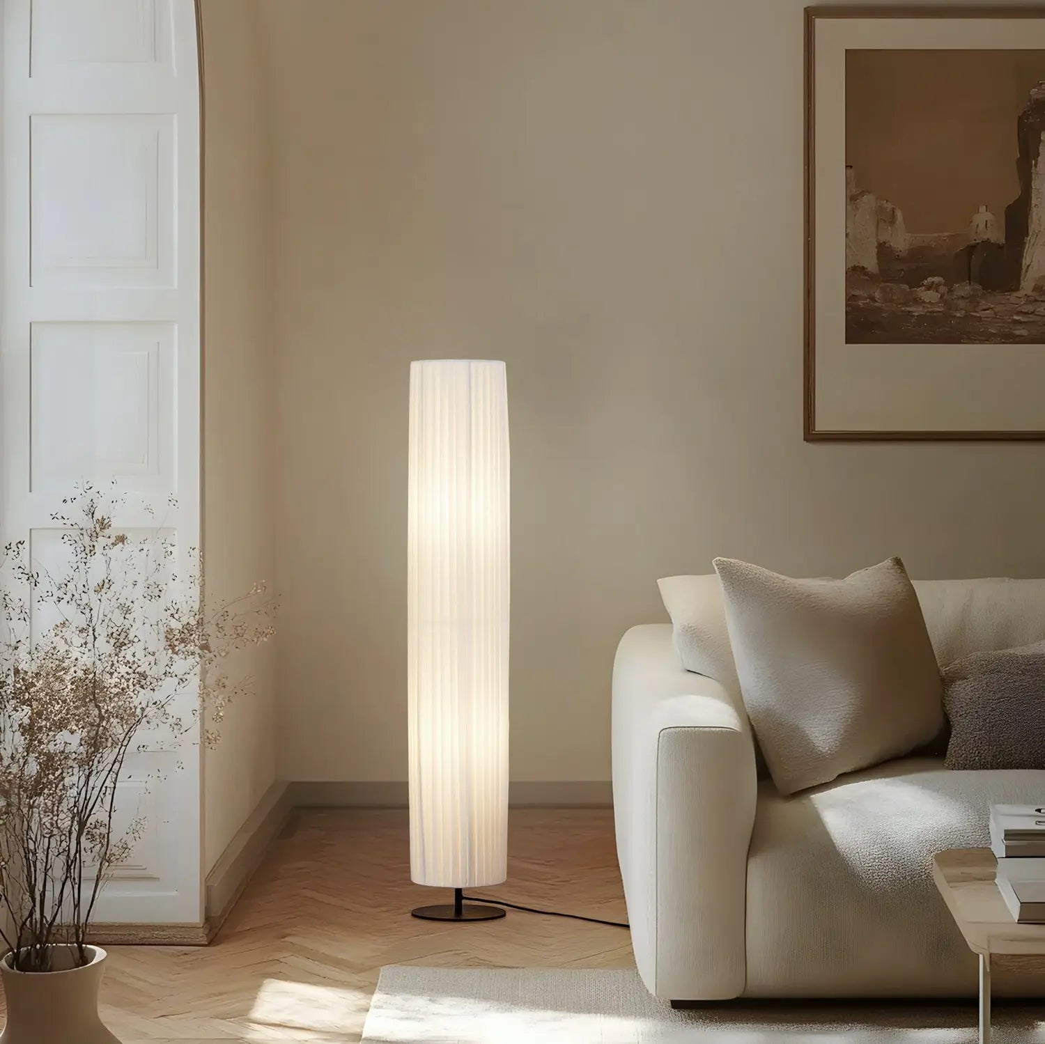 B-Ware Lindby Stehleuchte Lampe Virelle Weiß Textil Höhe 117 Cm E27 Stehleuchte 2 Flg.