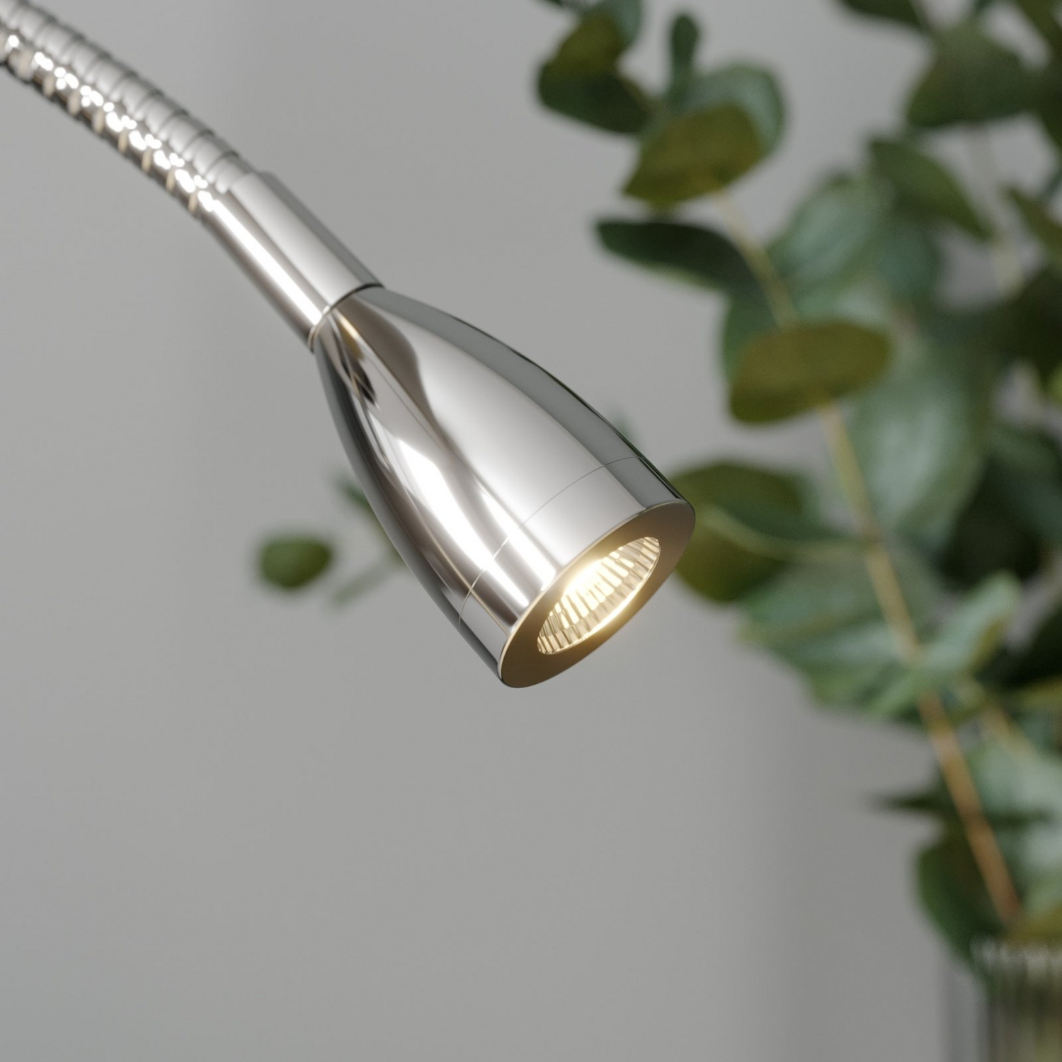 Lampe de table en tissu Lindby de qualité B, lampe de table Benjiro, lampe de lecture LED E27, chrome blanc 412 