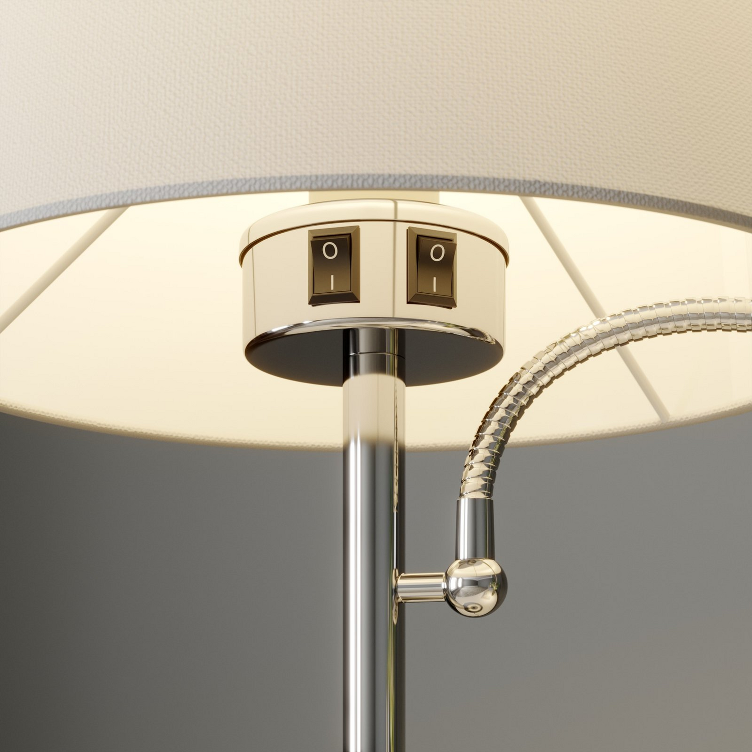 Lampe de table en tissu Lindby de qualité B, lampe de table Benjiro, lampe de lecture LED E27, chrome blanc 412 