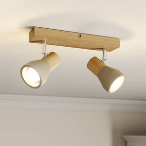 B-Ware Lindby Strahler Filiz Deckenlampe Deckenlampe Lampe Holz Und Beton 2 Flammig691