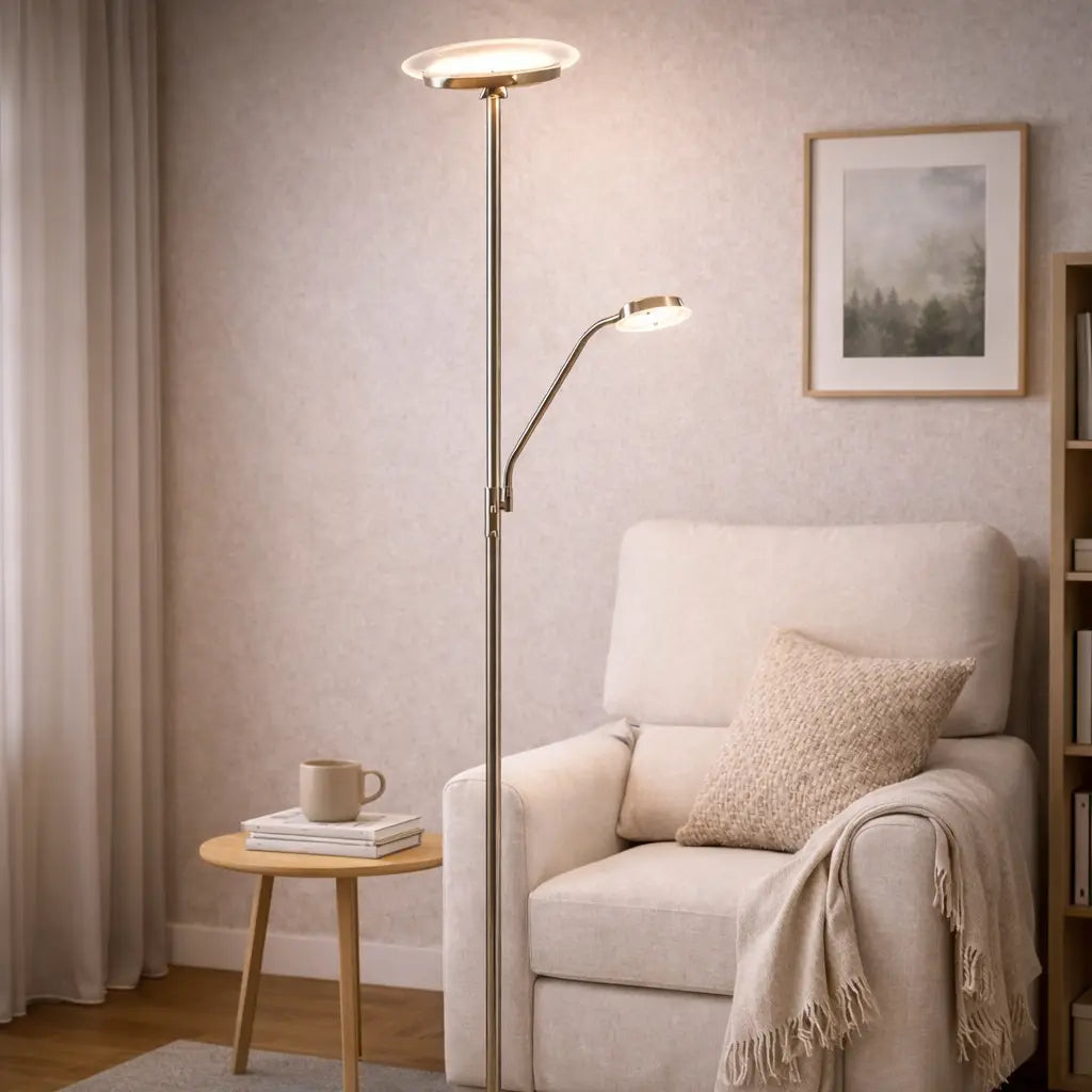 B-Ware Lindby Sumani Led Stehleuchte Standleuchte Stehlampe Standlampe Led Rund Nickel