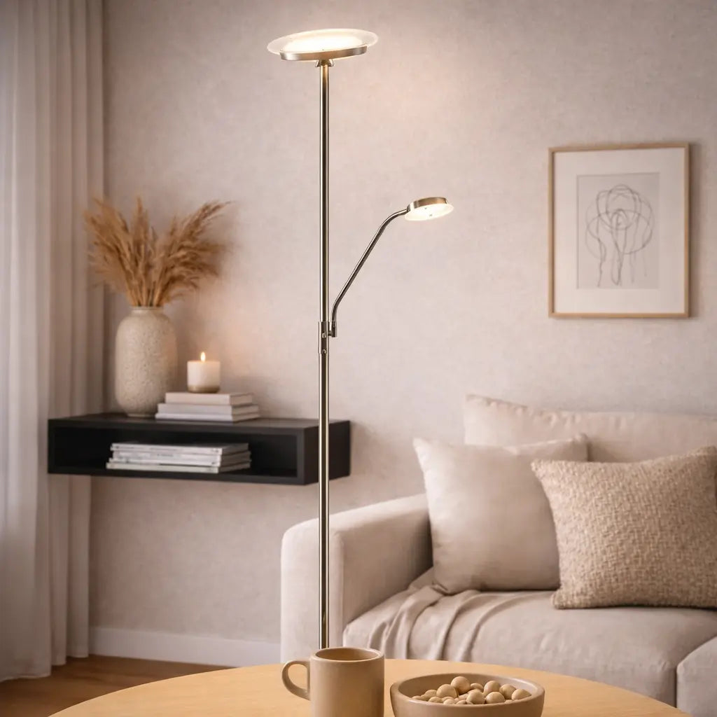 B-Ware Lindby Sumani Led Stehleuchte Standleuchte Stehlampe Standlampe Led Rund Nickel