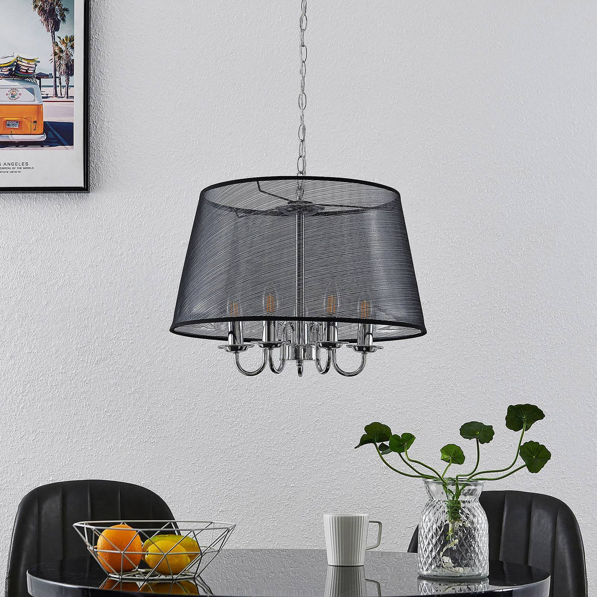 Pendelleuchte Hängelampe Pendellampe Lindby Talisha Organza schwarz Lampe Eisen - 4251911713640