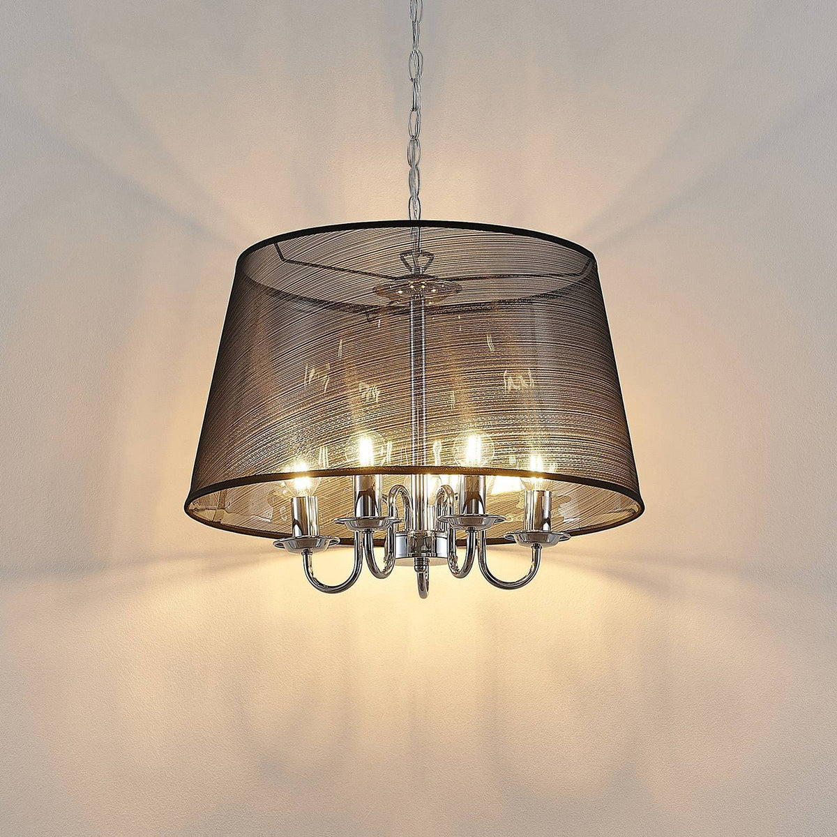 Pendelleuchte Hängelampe Pendellampe Lindby Talisha Organza schwarz Lampe Eisen - 4251911713640