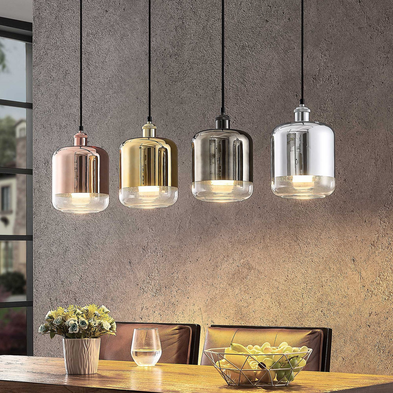 Suspension Lindby Tallinn (référence B), plafonnier, lampe de cuisine, culot E27 4 F380