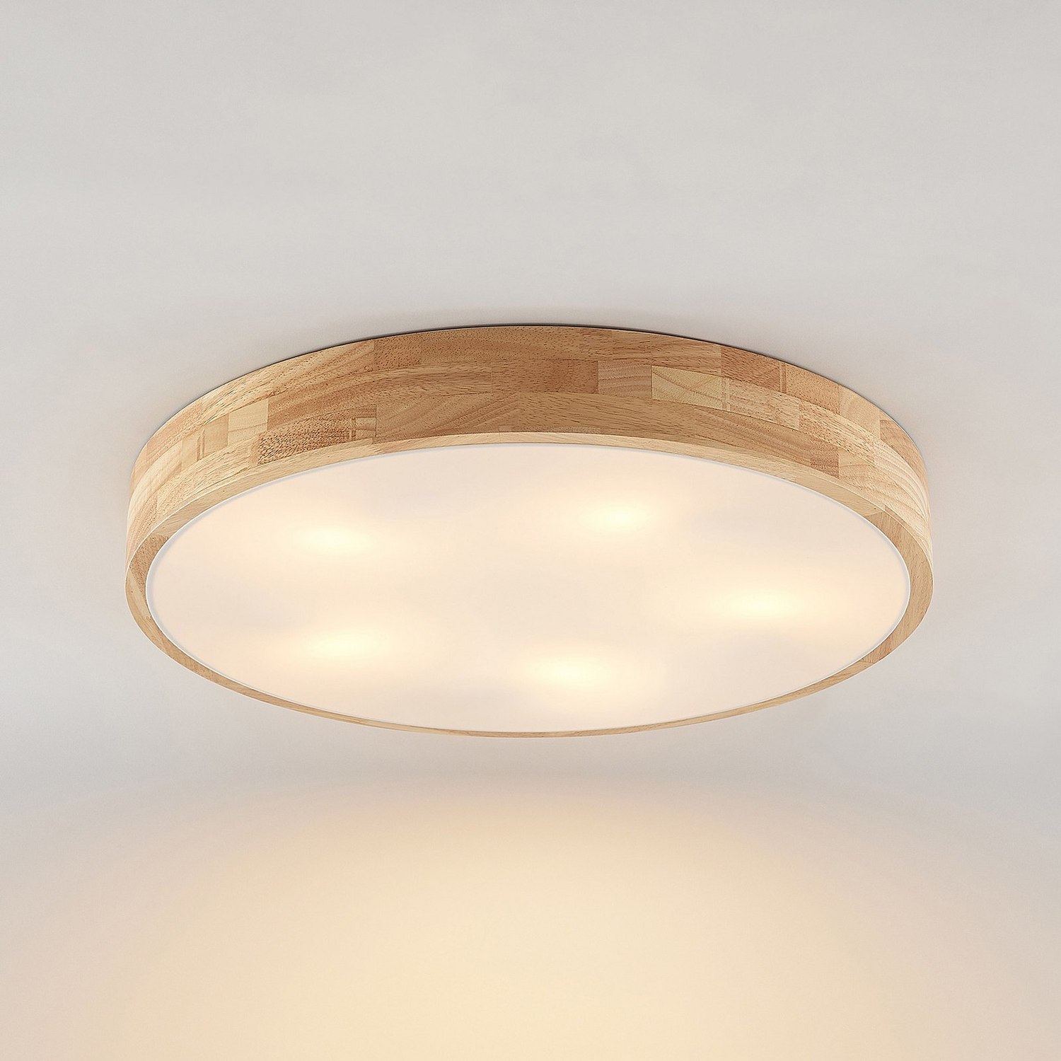 B-Ware Lindby Tanju Deckenlampe Deckenlicht Lampe Leuchte E27 Eiche Hell Weiß ø 60 Cm