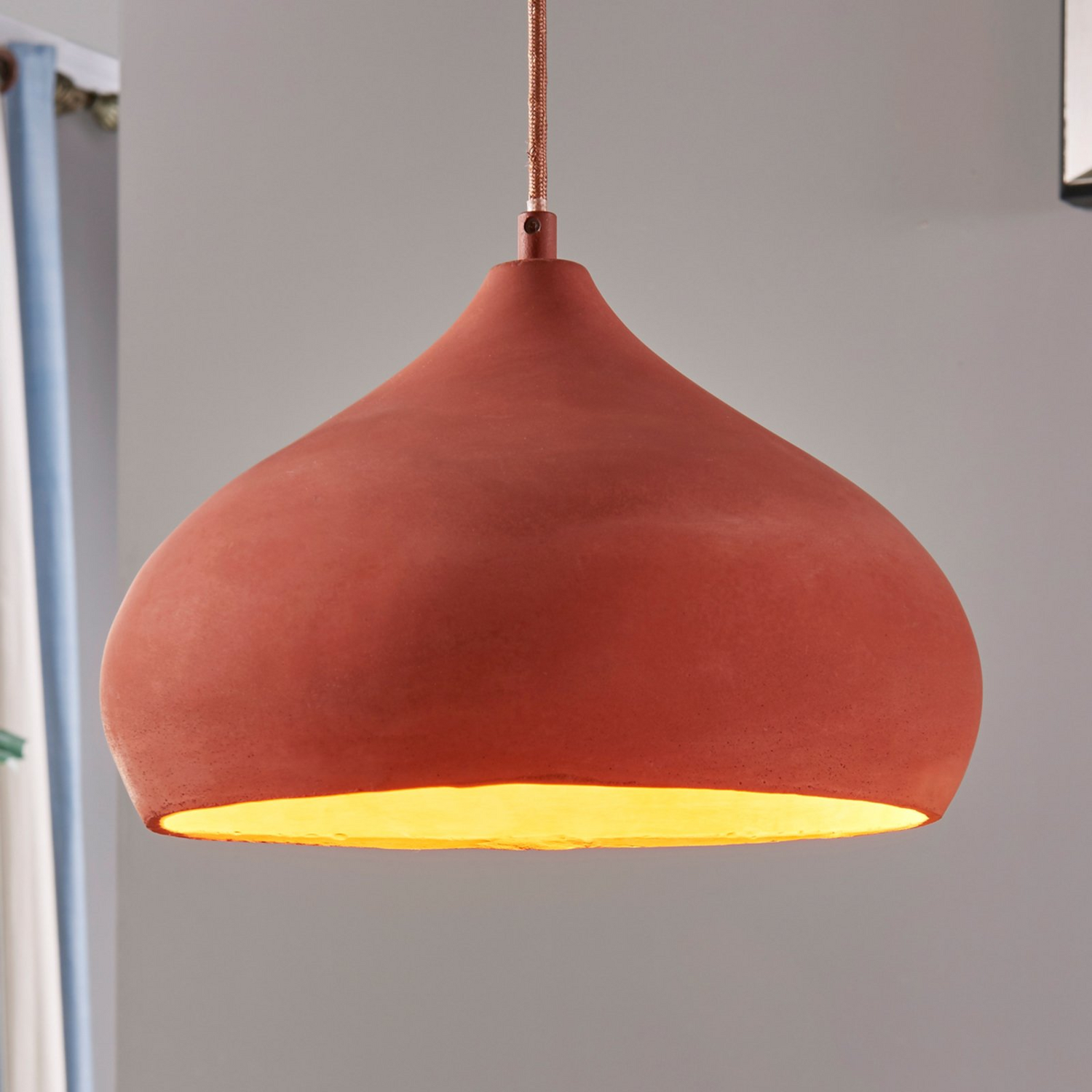 B-Ware Lindby Terracotta Pendelleuchte Fiona Hängeleuchte Deckenlampe Lampe E27 Orange