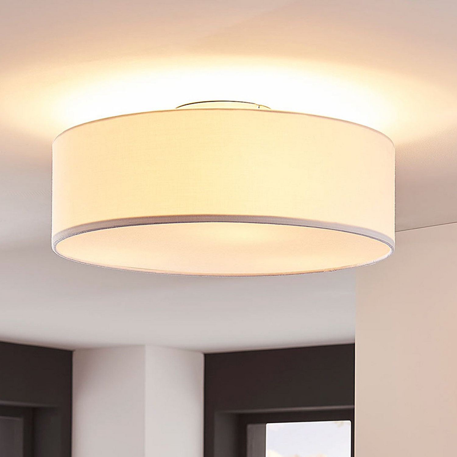 Plafonnier Lindby de qualité B, modèle Sebastian, douille E27, diamètre 40 cm, blanc