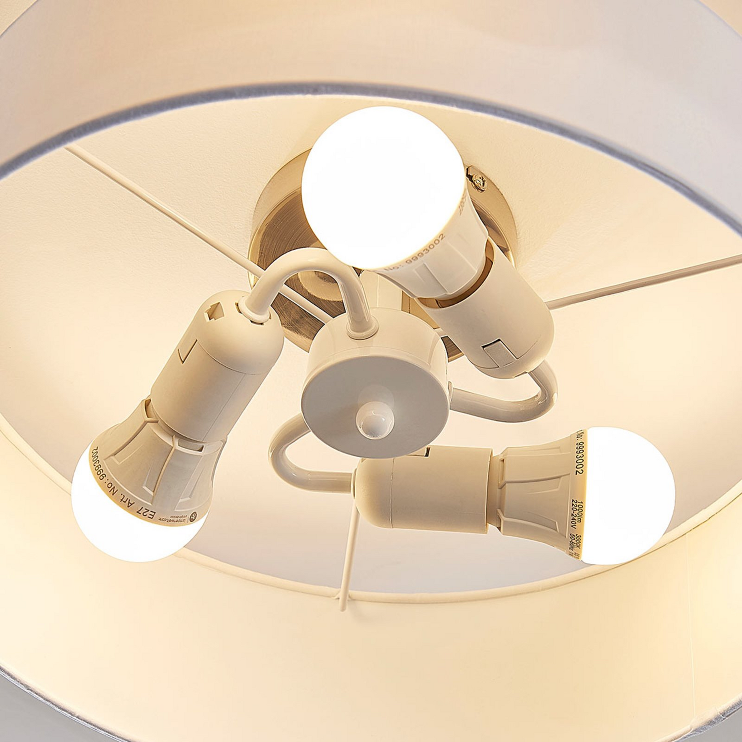 Plafonnier Lindby de qualité B, modèle Sebastian, douille E27, diamètre 40 cm, blanc