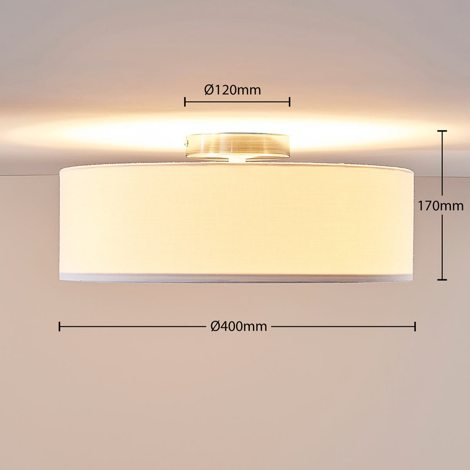 Plafonnier Lindby de qualité B, modèle Sebastian, douille E27, diamètre 40 cm, blanc