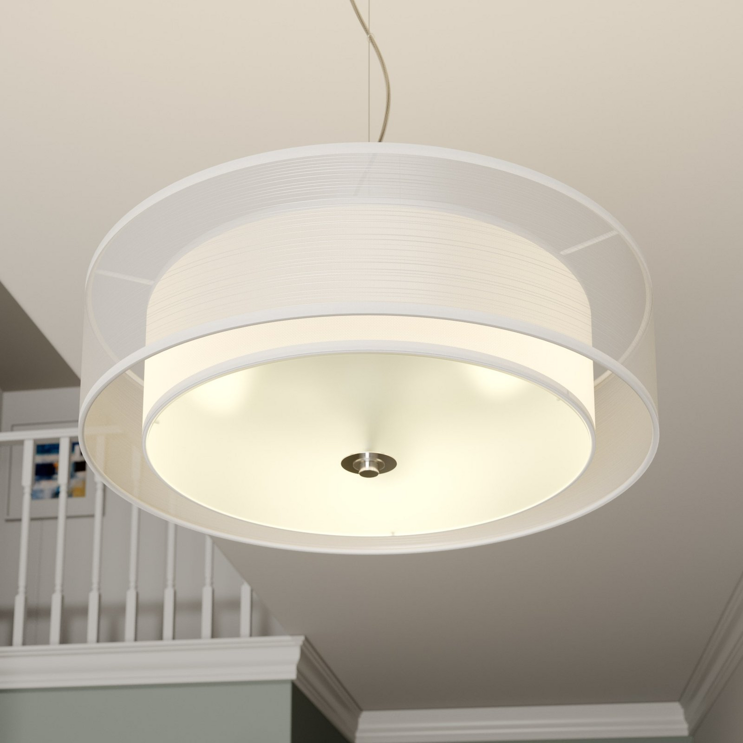B-Ware Lindby Textilpendelleuchte Pikka Deckenlampe Hängeleuchte Lampe Leuchte E27 Weiß