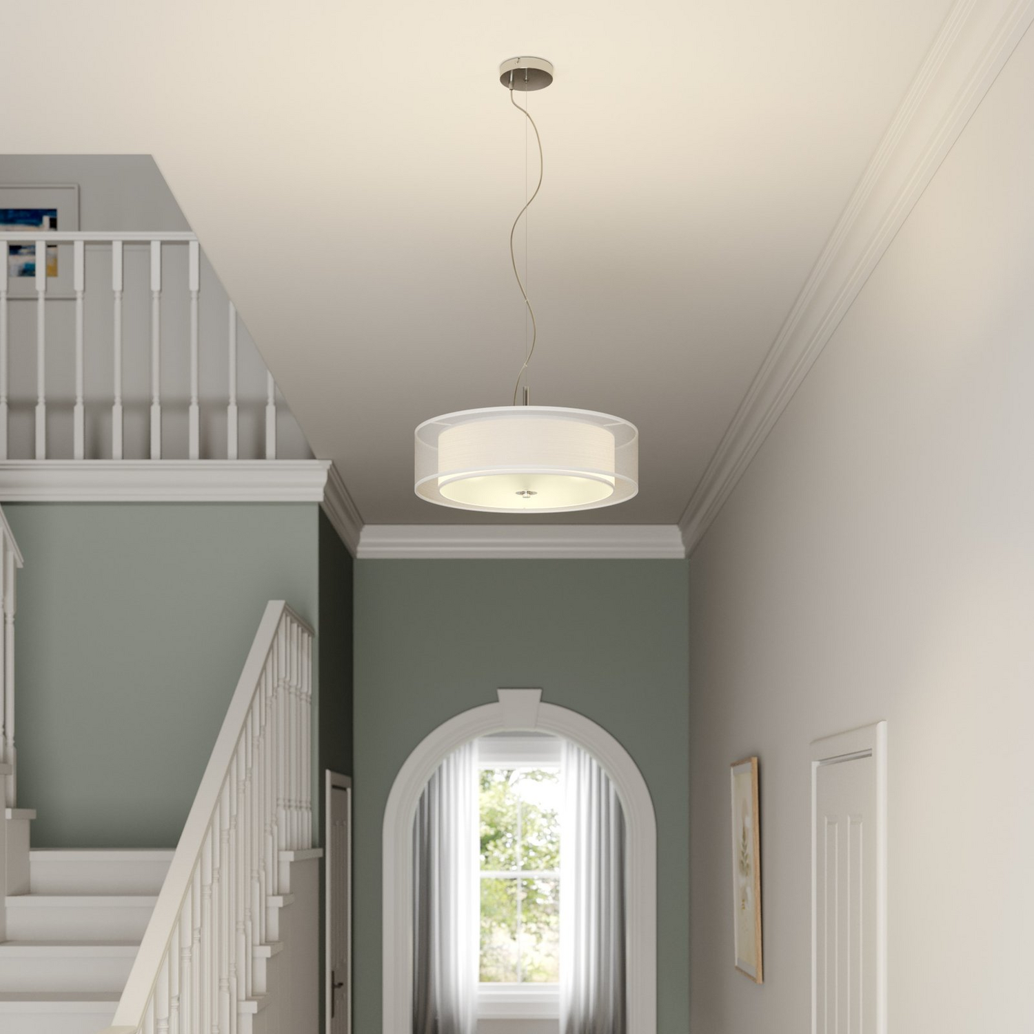 B-Ware Lindby Textilpendelleuchte Pikka Deckenlampe Hängeleuchte Lampe Leuchte E27 Weiß