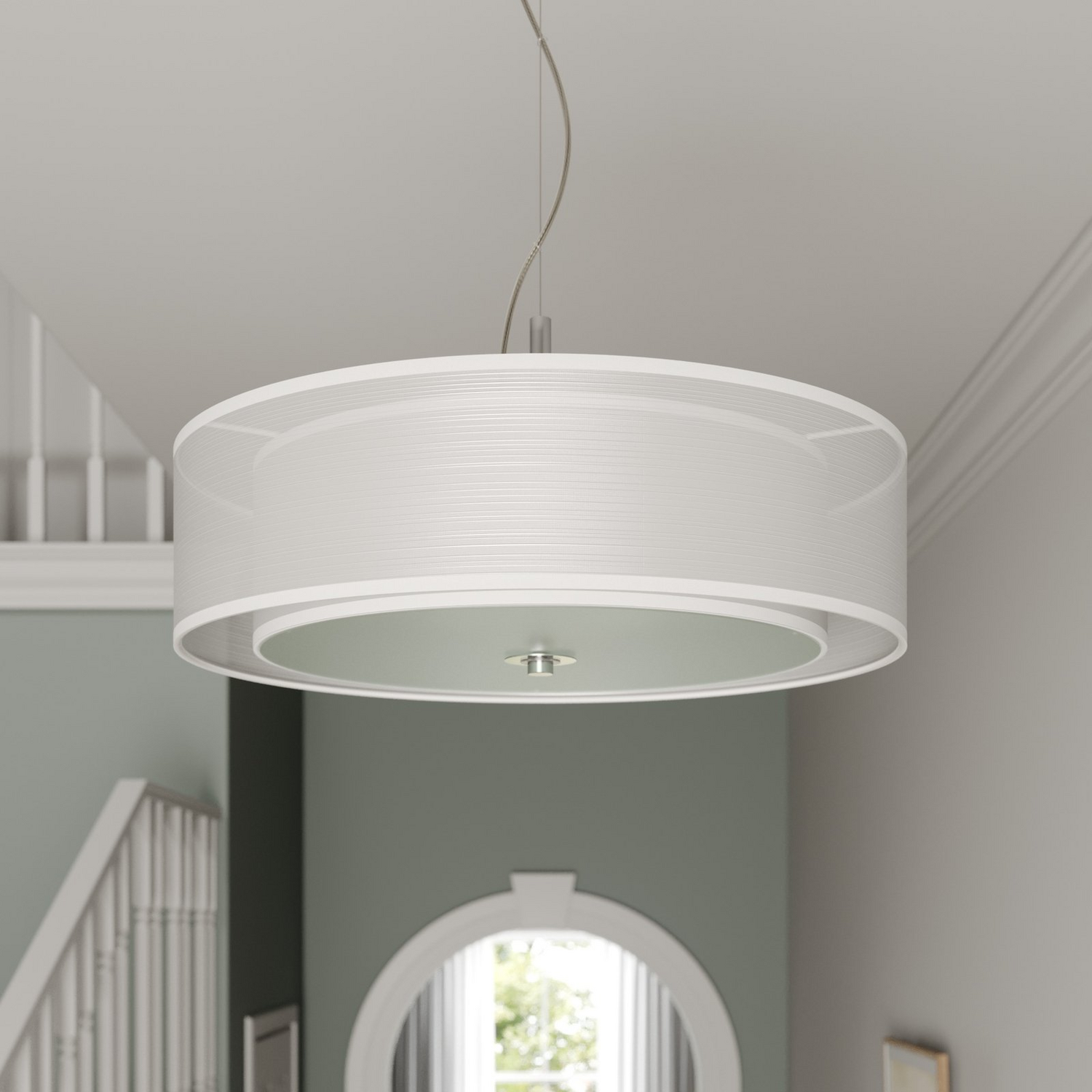 B-Ware Lindby Textilpendelleuchte Pikka Deckenlampe Hängeleuchte Lampe Leuchte E27 Weiß