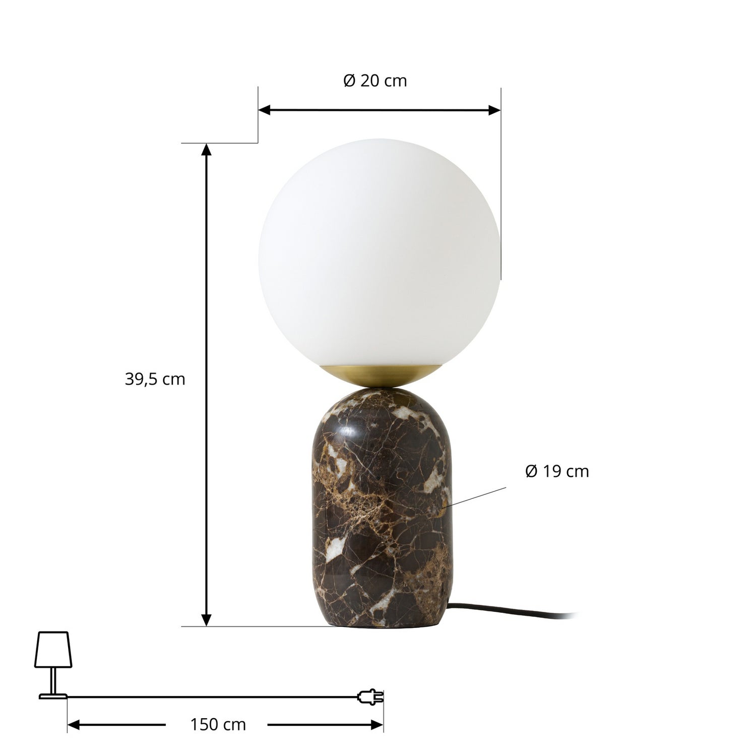 B-Ware Lindby Tischlampe Leuchte Lennes Braun Marmor Glas Eva Söllner ø 20 Cm E27 Led - 4255830912429