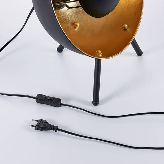 Lindby Tischlampe Tischleuchte Lampe Leuchte Muriel Dreibeinig 38cm Schwarz Gold B-Ware