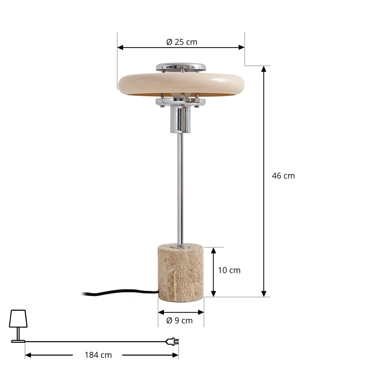 Lindby Tischleuchte Lampe Retro beige Metall Travertin Schreibtischleuchte - 4255830903366