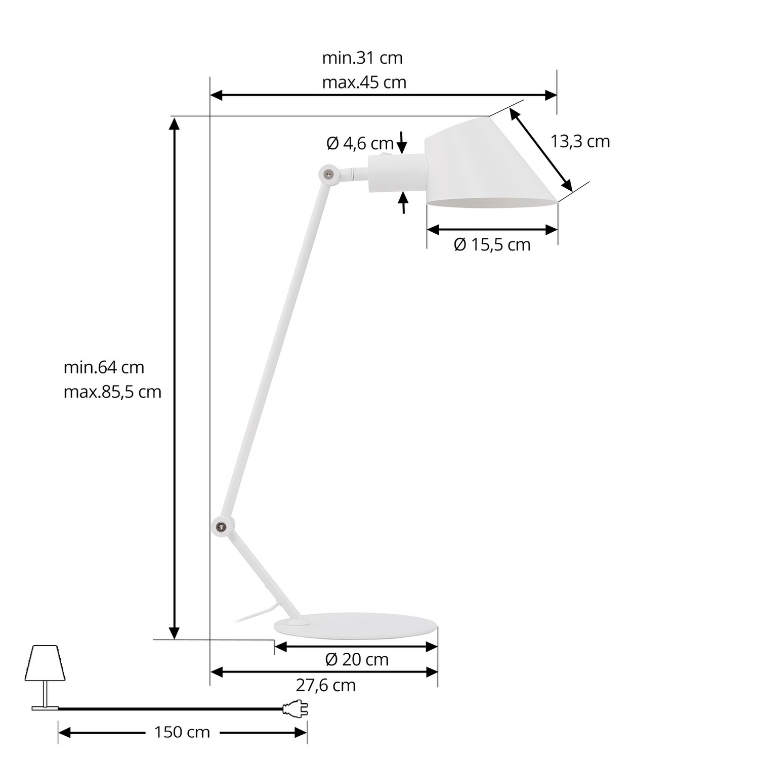 B-Ware Lindby Tischleuchte Corali Weiß Metall Höhe 64 Cm Leselampe Tischlampe Lampe666 - 4251911785722